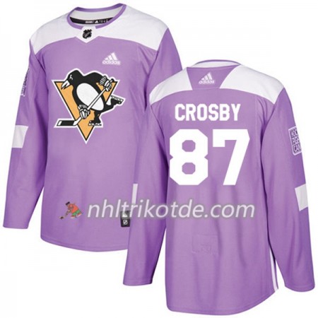 Pittsburgh Penguins Trikot Sidney Crosby 87 Adidas 2017-2018 Lila Fights Cancer Practice Authentic - Herren